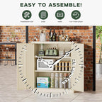 Greenvelly Metal Storage Cabinet, 36" Locking Storage Cabinet with Doors and Shelves, Lockable Storage Cabinets for Home Office, Utility Locker Cabinet, Steel Garage Cabinet with 2 Keys, Gray