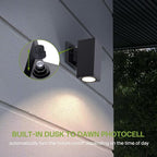 ASD 1 Light Square Dusk to Dawn Outdoor Wall Light Fixture | 60W E26 Bulb Socket 120V ETL Cylinder Up Down Lights | LED/CFL/Incandescent Bulb Wall Sconce | Front Door, Porch, Patio | Black