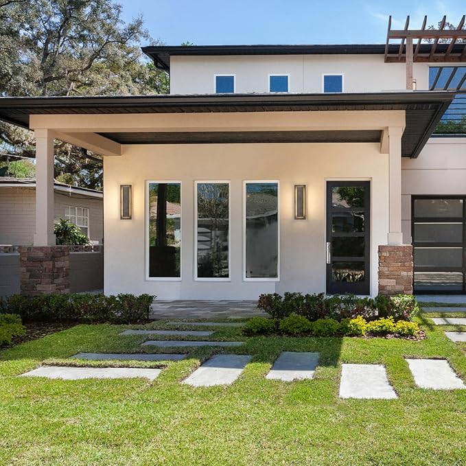 tewei LED Outdoor Wall Lights, 15.7'' Modern Outdoor Indoor Wall Sconce Large Exterior Lighting Fixtures Outside Front Door Lights for House, Hallway, Warm White 3000K, Antique Black, 2 Pack