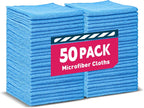 Microfiber Cleaning Cloths-50 Pack, Microfiber Towels Bulk, Towels for Cars & Home, Cleaning Rags Blue (12x12 inches)