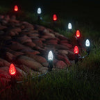 Wintergreen Lighting OptiCore C7 LED Christmas Light Bulbs - 25 Pack Heavy Duty Premium Outdoor Replacement LED Christmas Lights, E12 Base (Red Faceted)