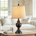 PARTPHONER Retro Table Lamps Set of 2, Bedside Lamp for Bedroom Rustic Farmhouse Table Lamps for Living Room, Vintage Nightstand Lamps with White Shades, Matte Black