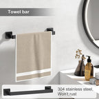 Toilet Paper Holder Collision Avoidance Towel Racks for Bathroom Thickened Material 304 Stainless Steel Towel Bar 10-Piece Black Bathroom Accessories Will Not Rust Bathroom Hardware Set