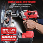 Cordless Impact Wrench 1/2 inch Compatible with Milwaukee 18v Battery Brushless High Torque Impact Driver Gun with 1000 Ft-lbs Torque, LED Work Light, Ergonomic Design Heavy-Duty
