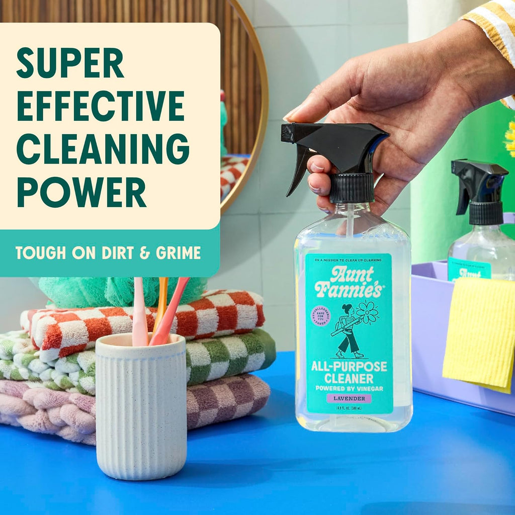 Aunt Fannie's All Purpose Household Cleaner, Multi-surface Spray, Powered by Vinegar for Kitchen, Bath, Windows and Countertops, Lavender Scent (Pack of 6)