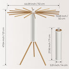 Tripod Clothes Drying Rack, Garment Rack Portable and Foldable Space Saving Laundry Drying Rack - Dryer Rack Clothing Floor Folding Balcony Bedroom Household (Beige(Wood), 16 rods)