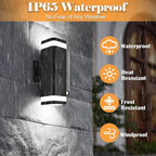 wowlite 2 Pack Motion Sensor Outdoor Wall Lights, Dusk to Dawn Outdoor Lighting Fixtures with GU10 Bulbs Included, Up and Down Black Exterior Light Fixtures for House Porch Garage, ETL Listed