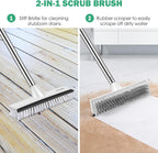 SetSail Floor Scrub Brush with 51-Inch Long Adjustable Handle 2 in 1 Scrape Brush Stiff Bristle Floor Scrubber for Cleaning Shower Bathroom Garage Kitchen Wall Deck Tub Tile, 2 Pack