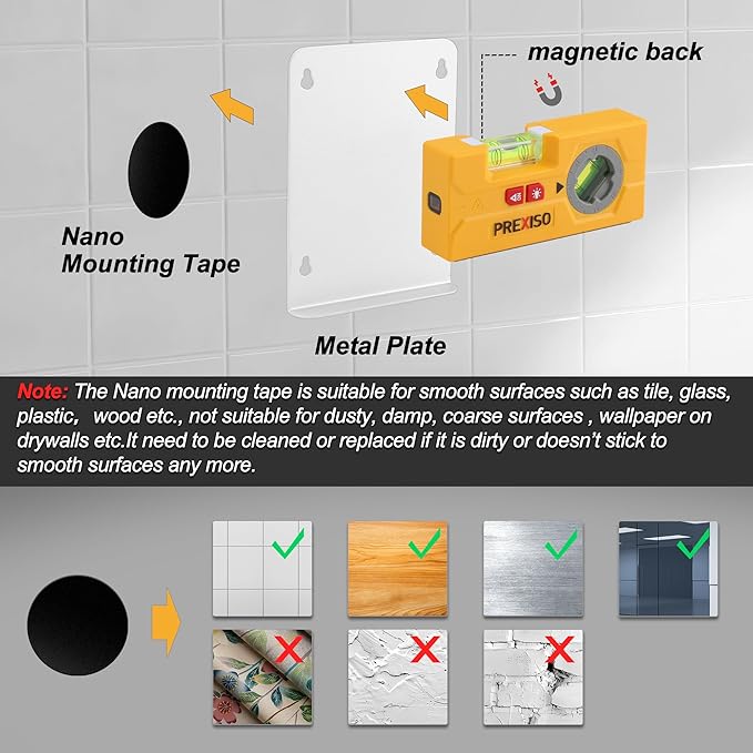 PREXISO 2-in-1 Line Laser Level - Mini Torpedo Level with Light, 3-3/4 inch Rotatable Magnetic Pocket Level & 30Ft Laser Line Leveler Tool for Hanging Picture, Wall Marking Painting, Home Renovation