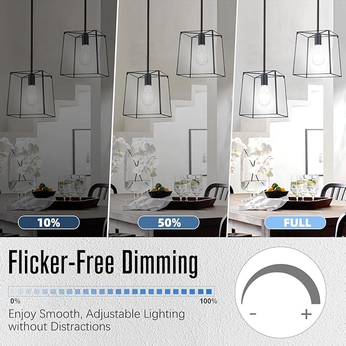 LED Edison Bulbs Dimmable, E26 Bulb 60 watt Equivalent, Cool White 4000K, ST58 Vintage Light Bulbs, 90+ CRI, 6W 600LM, E26 Medium Base, Clear Glass, 10 Pack