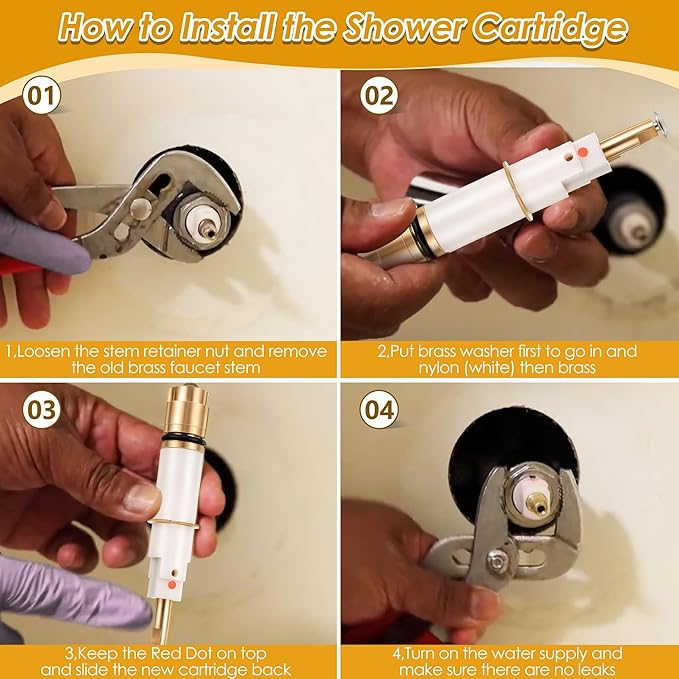 Dreyoo Shower Cartridge Replacement for MS-5AT-C, Compatible with Mixet Bathroom Single Handle Faucets, Shower Valve Parts for Single Tub and Shower Handles, Faucet Stem Repair Kits for Shower Faucet