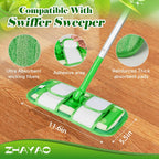 Reusable Pads Compatible with Swiffer Sweeper Mops, 2 Pack Washable Microfiber Floor Pad Refills, Wet and Dry Flat Cover for Surface/Hardwood Floor Cleaning (Mop Not Included)