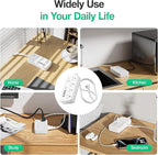 Surge Protector Power Strip - 8 AC Outlets & 6 USB Ports (4A/2C), 1080J Extension Cord with Multiple Outlets, 2-Sided Outlet Extender, 5FT Extension Cord, Wall Mount for Travel, Dorm Room