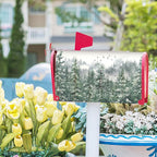 Kawani Winter Watercolor Tree Mailbox Covers Magnetic Christmas Green Pine Tree Forest Mail Box Post Letter Box Cover Standard Size 21x18 Inch for Xmas Holiday Outdoor Garden Yard Decor