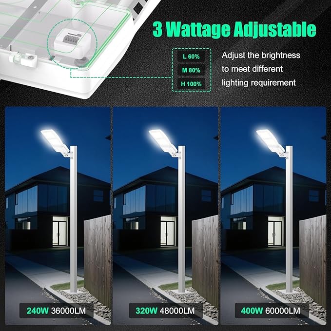 BBESTLED 400W/320W/240W LED Parking Lot Lights Arm & Slip Fitter Mount Dusk to Dawn Outdoor Lighting Exterior Commercial Street Area Flood Light, 56000LM IP65 Waterproof 100-277V Security
