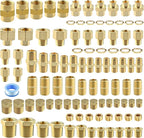 102PCS Brass Pipe Fittings Assortment Kit NPT Adapter, Hex Nipple, Reducer Bushing, Coupling, Reducer Busing, Close Nipple, Hex Head Plug, BulkHead Nut & Countersunk Plug NPT Fittings Kits