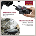 Elite Gourmet EG6203 Extra Deep 16"x13"x3.2" (10.5Qt.) Scratch Resistant, Easy Pour Spout, Dishwasher Safe, Non-stick Electric Skillet with Vented Glass Lid, Adjustable Temperature, Black