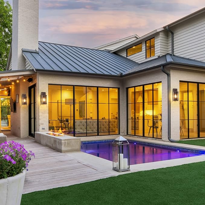 BesLowe Outdoor Wall Light Fixtures, Exterior Waterproof Wall Lanterns, Brown Porch Sconces Lighting with E26 Sockets, Modern Outside Lights for House Patio Front Door Entryway, 2-Pack