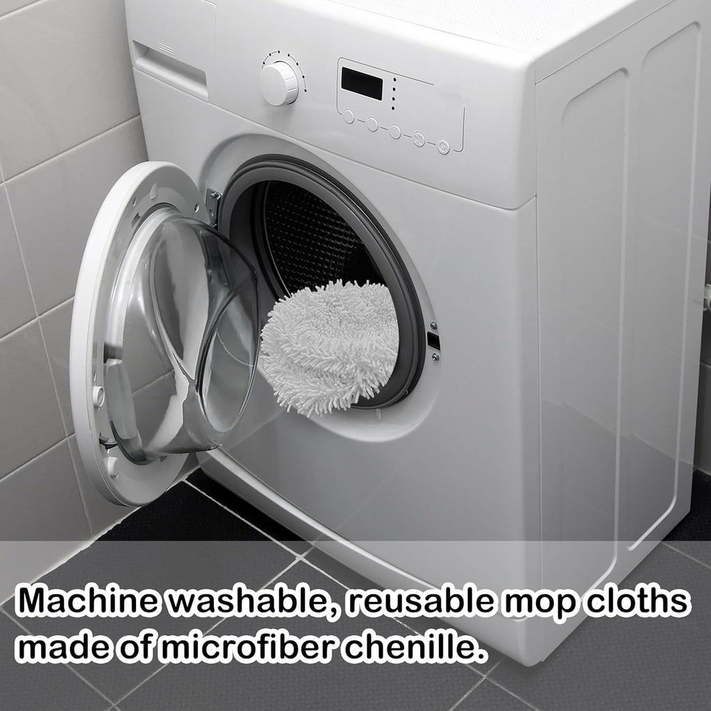 Reusable Microfiber Chenille Mop Pads Compatible with Swiffer Sweeper, Dry Sweeping Cloths & Wet Mopping Cloths, Refills for Hardwood Surface Floor Cleaning, 4 Pack (White)