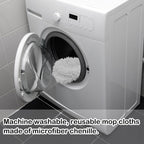 Reusable Microfiber Chenille Mop Pads Compatible with Swiffer Sweeper, Dry Sweeping Cloths & Wet Mopping Cloths, Refills for Hardwood Surface Floor Cleaning, 4 Pack (White)