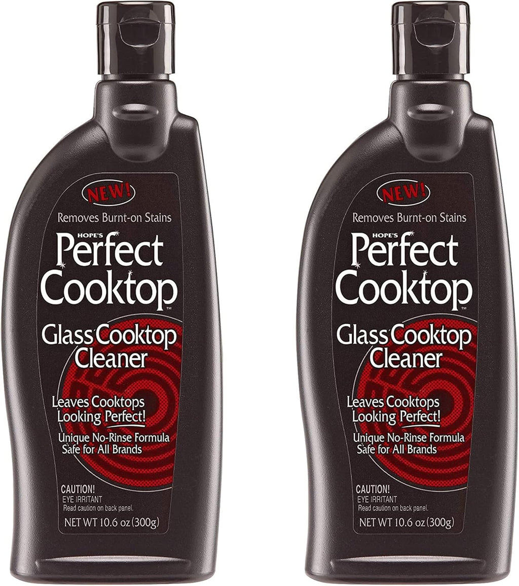 HOPE'S Perfect Cooktop Glass and Ceramic Cooktop and Stove Top Cleaner, Fast Acting and Removes Burnt on Stains from Glass Ceramic Smooth Top Ranges with its No Rinse Formula, 10.6 Oz, Pack of 2