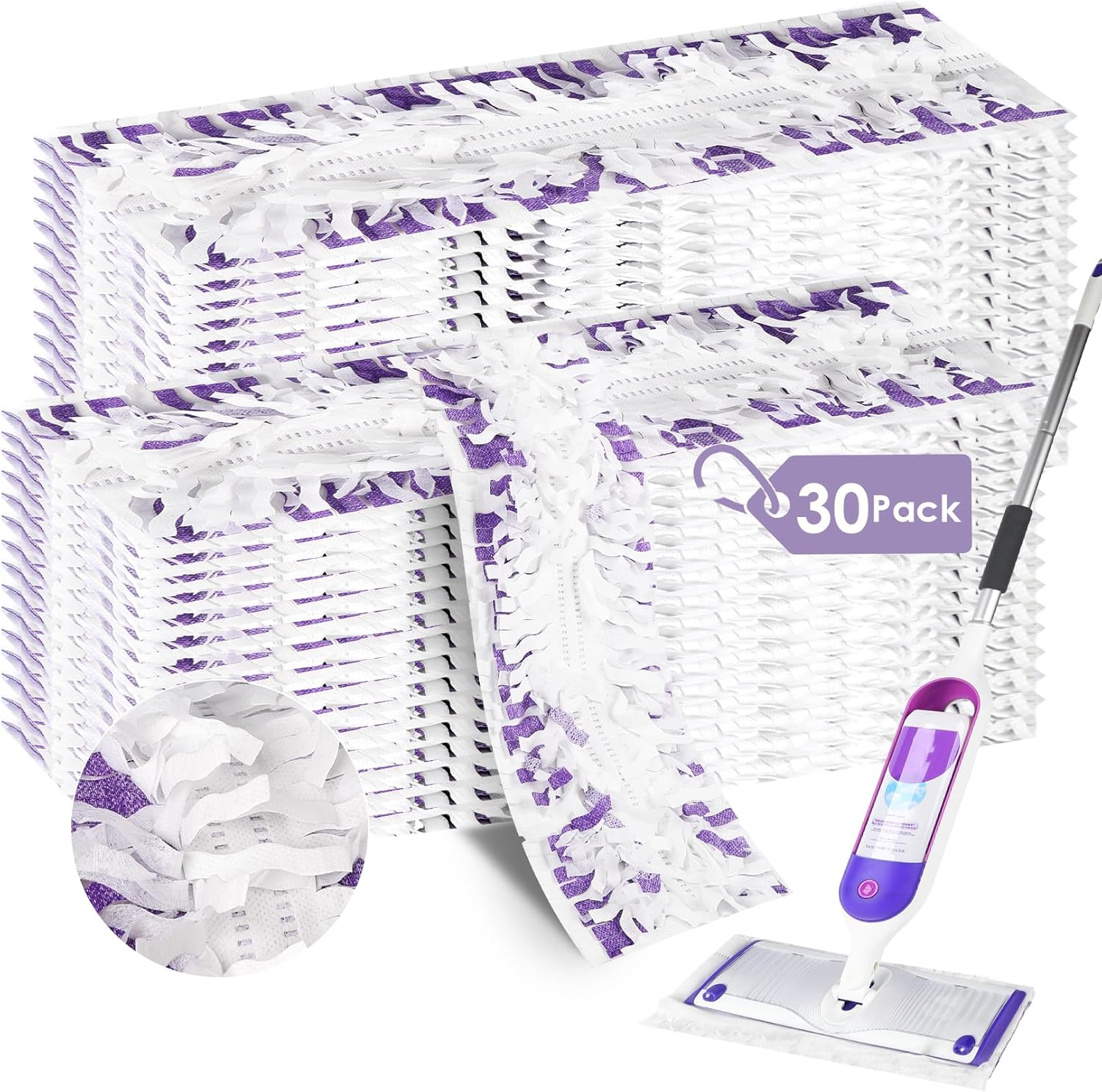 30 Pack Disposable Power Mop Refill Pads Compatible with Swiffer Power Mop, Replacement Mopping Pads for Swiffer Multi-Surface & Wood Powermop Refills, Wet Pads Refill for Floor Cleaning,Unscented
