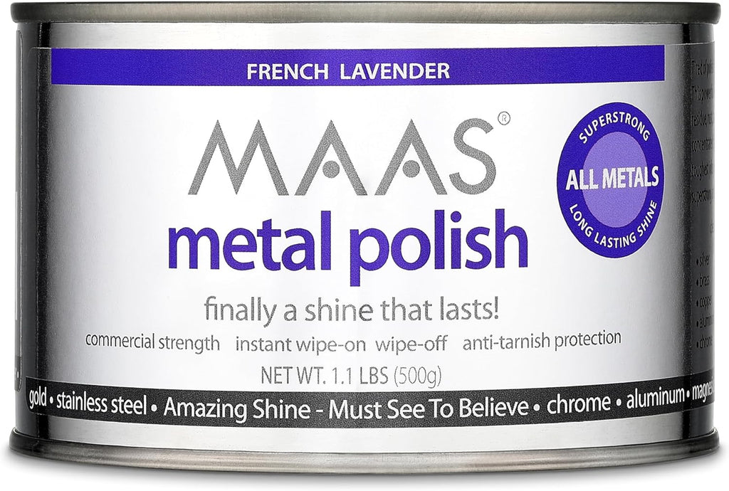 MAAS Metal Polish 1.1lb Can, Universal Metal Cleaner for All Metals, Clean, Polish, and Protect Silver, Gold, Brass, Copper, Stainless Steel, and More, Tarnish Remover and Silver Cleaner for Jewelry