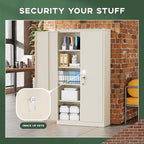 Greenvelly Metal Garage Storage Cabinet with Locking Doors, 72" Grey Lockable Storage Cabinet with Adjustable Shelves, Steel Tool Cabinets,Metal File Cabinet for Home Office, Garage (36" W x 18" D)