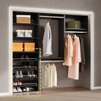 Shoe Shelf Short Tower Closet Unit, Modular Closet System, Wood Closet System Organizer with Storage for Walk In Closets, Clothing Rack for Hanging Clothes, Bedroom, Black, 25.5"W