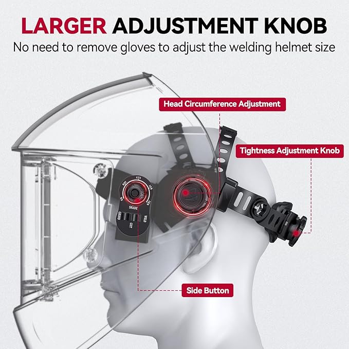ARCCAPTAIN Large Viewing Screen 3.93"X3.66" Welding Helmet, True Color 1/1/1/1 Solar Power Auto Darkening Welding Hood with 4 Arc Sensor, Wide Shade 4/5-9/9-13 for TIG MIG ARC, Woodcarving