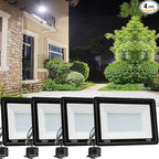 4 Pack 150W LED Flood Light Outdoor,15000LM Work Spotlight with US Plug,6500K Daylight White,IP66 Waterproof Exterior Security Floodlights for Yard,Garden,Backyard,Patio,Stadium,Parking Lot