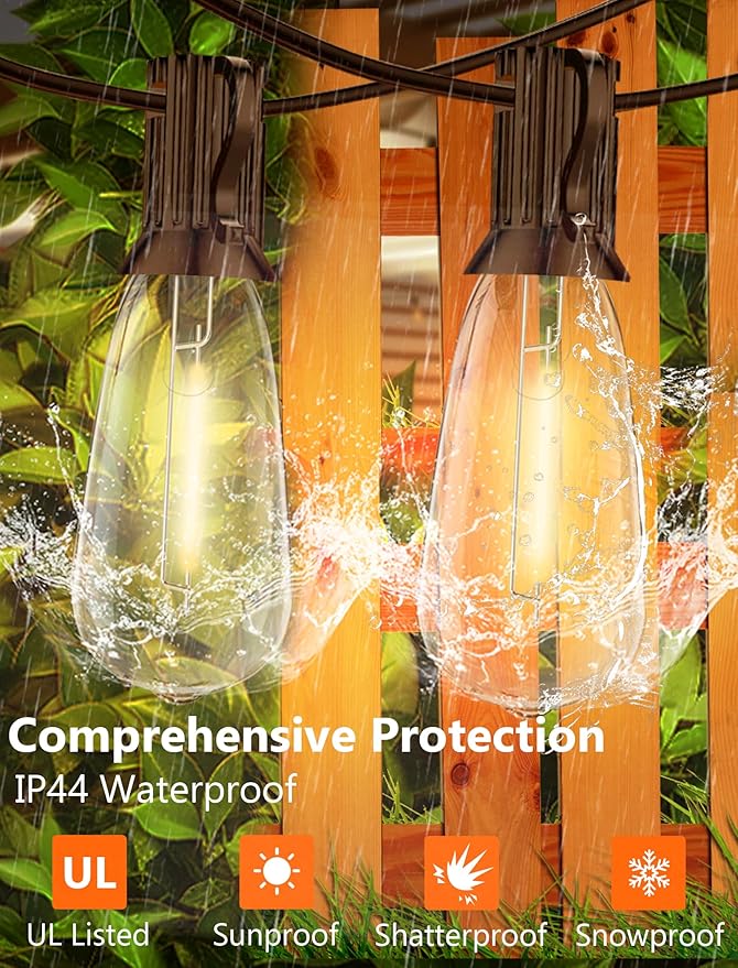 25 Pack ST40 Vintage LED Edison Bulbs Dimmable, Shatterproof 0.6W Energy Efficient E17 LED Replacement Bulbs for Outdoor String Lights, E17/C9 Intermediate Base Bulb Waterproof, Warm White 2700K