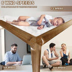 52" Ceiling Fans Without Lights, Solid Wood Ceiling Fan with Remote Control and DC Motor, Ceiling Fan no Light with 3 Blades, Indoor Outdoor Ceiling Fans for Patios, Bedroom-Black + Walnut