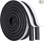 MAGZO Weather Stripping Door Seal, 1/2 Inch Wide X 3/8 Inch Thick Adhesive Foam Tape Soundproof Weatherstripping for Windows, 2 Rolls Total 13FT Black