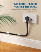 DEWENWILS 3FT 360° Rotating Flat Plug Extension Cord/Wire, 16AWG Multi 3 Outlet Extension Cord, 3 Prong Grounded Wire for Small Appliances, 2 Pack, Black