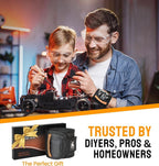 HiRui Magnetic Wristband for Tools – Ultra-Strong 15 Neodymium Magnets Hold Screws, Nails & Bits, Dual Pockets – Hands‑Free for DIY, Home Repairs, Auto – Gift‑Ready for Dad, Husband, Grandpa (Black)