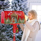 Kawani Christmas Magnetic Mailbox Covers - Merry Christmas Joy to The World - Standard Size 25.5x21 Inch Winter Holiday Xmas Decorative Post Letter Box Cover for Garden Yard Decor