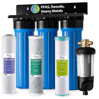 iSpring Whole House Water Filter System Ultimate PFAS Scale and Heavy Metals Protection Removes Up to 99% PFOA & PFOS with SGS-Tested Media, Jumbo Spin-Down Sediment Filter Model: WGB32B-PFKDS+WSP50J