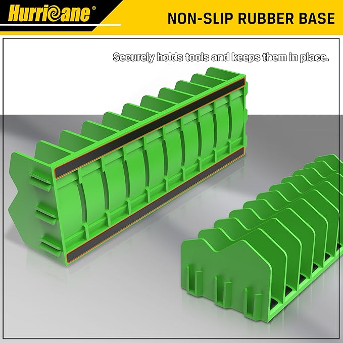 HURRICANE Plier Organizer Rack, 10-Slot Pliers Rack with Non-Slip Rubber Base, Tool Organizer, Tool Drawer Toolbox Storage, Green, Extendable Design, Fit 3” H, 1 Pack