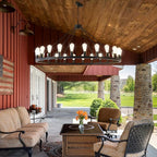 53” Large Farmhouse Wagon Wheel Chandelier,Black Rustic Chandelier 24-Lights,Round Dining Room Light with Adjustable Height,Industrial Ceiling Light Fixtures for Kitchen,Foyer,Porch,Living room