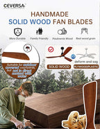 60 Inch Ceiling fans with Lights and Remote,Wood Outdoor Ceiling Fan for Patios with Dimmable LED Light,3 Blades Walnut,Noiseless Reversible DC Motor,Modern Memory Fan for Indoor,Farmhouse