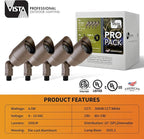 VISTA 4 Pack Cast Aluminum Landscape Spotlights, Low Voltage Landscape Lighting, 100FT 14/2 Landscape Wire, Spot Lights Outdoor with 4.5W MR16 LED Bulb for Yard, Garden, Lawn, Tree (Bronze)