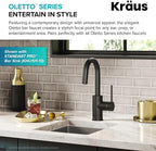 KRAUS Oletto Single Handle Kitchen Bar Faucet with QuickDock Top Mount Installation Assembly in Matte Black, KPF-2600MB