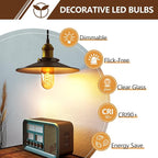 E26 LED Bulbs， 4W Equivalent 40 watt,Vintage Edison Bulbs, Warm White 2700K Amber E26 Edison Bulbs dimmable, Tubular T45 LED Light Bulb, AC120V, 400lm, CR90+,Gold Glass, Pack of 4