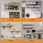 2x6 ft Garage Shelving, 2-Pack Wall-Mounted Shelves for Garage, Kitchen, Pantry Storage, 800 lbs Total Load Capacity Gargae Wall Shelving, Black