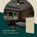 TOPGREENER Kalide Combo Dimmer Switch with 3-Speed Fan Control, Light and Fan Combination Switch, Single Pole, 2.5A, 200W LED/CFL, Neutral Wire Not Required, TGDSFS3-I, Ivory