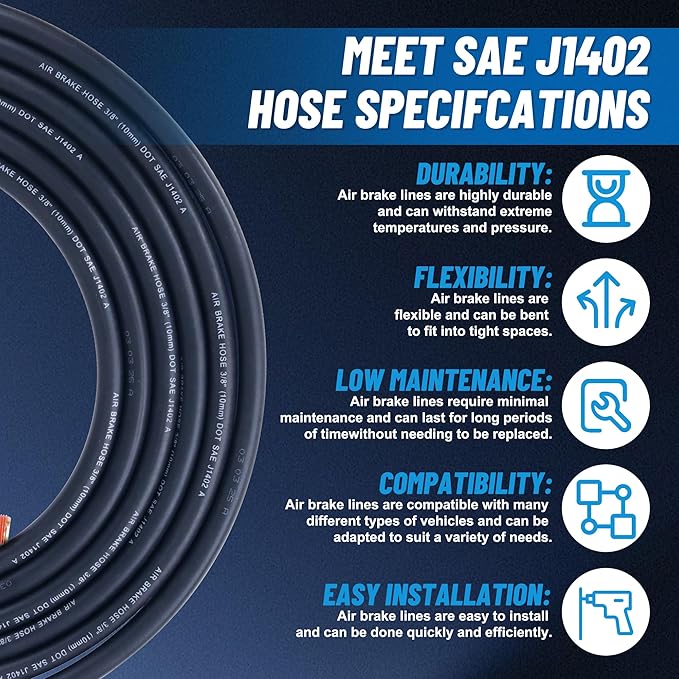 15 FT Air Line Hose Assembly with 1/2" NPT Swivel Fitting Straight Heavy Duty Power Hoses Set Spring Guard Grips DOT Fittings on Both Ends with Glad Hands Set for Semi Truck Trailer Tractor