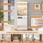 24 Inches Closet System with 2 Wood Drawers, 2FT Small Closet Organizer System with 6 Shelves, Walk-in Closet Systems for Small Closets, Built-In Garment Rack, White (24"L x 15"W x 80"H)