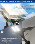 Gefolly SL-10000W Solar Street Lights Outdoor, 600000LM Commercial Parking Lot Light Dusk to Dawn IP67 Waterproof 6500K Security Flood Lights with Motion Sensor Lamp for Yard, Road