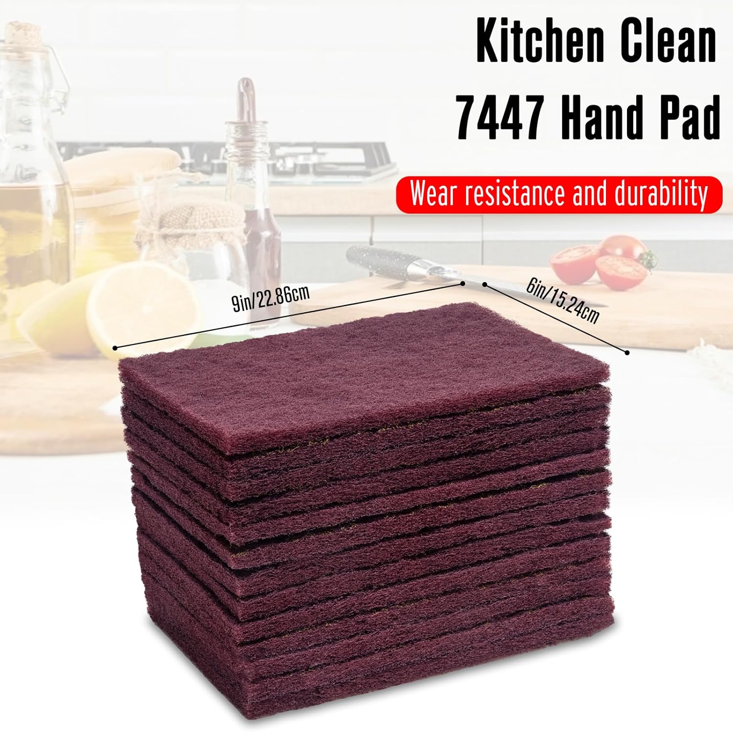 7447 General Purpose Scrub Pad - Maroon, 6" X 9", 20PCS Abrasive Finishing Pad for Paint Prep, Scuffing, Scouring, Sanding, Adhesion Scratch